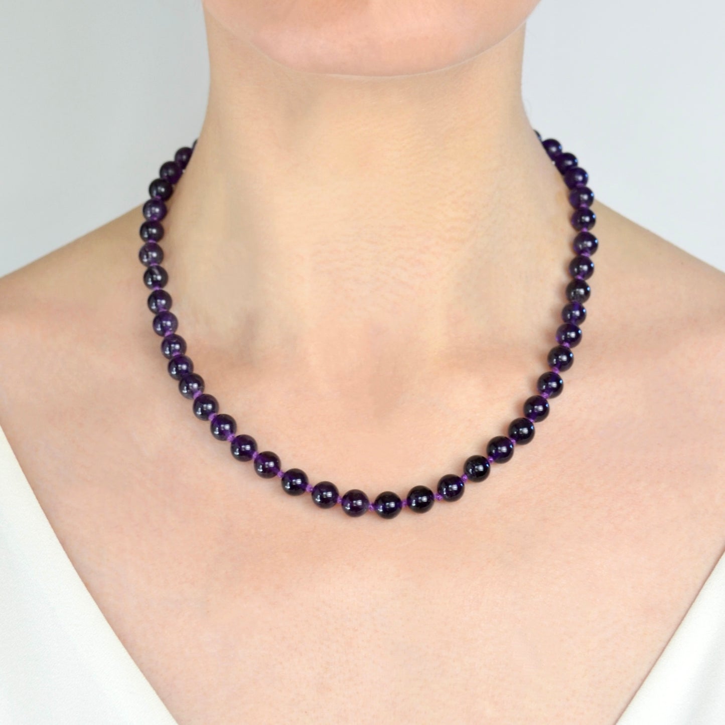 Beaded Amethyst and Gold Necklace