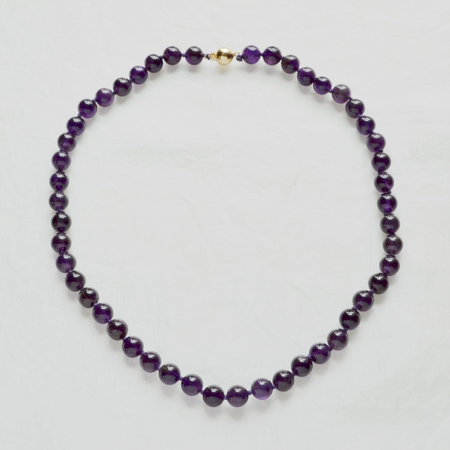 Vintage Knotted Amethyst and 14k Gold Necklace