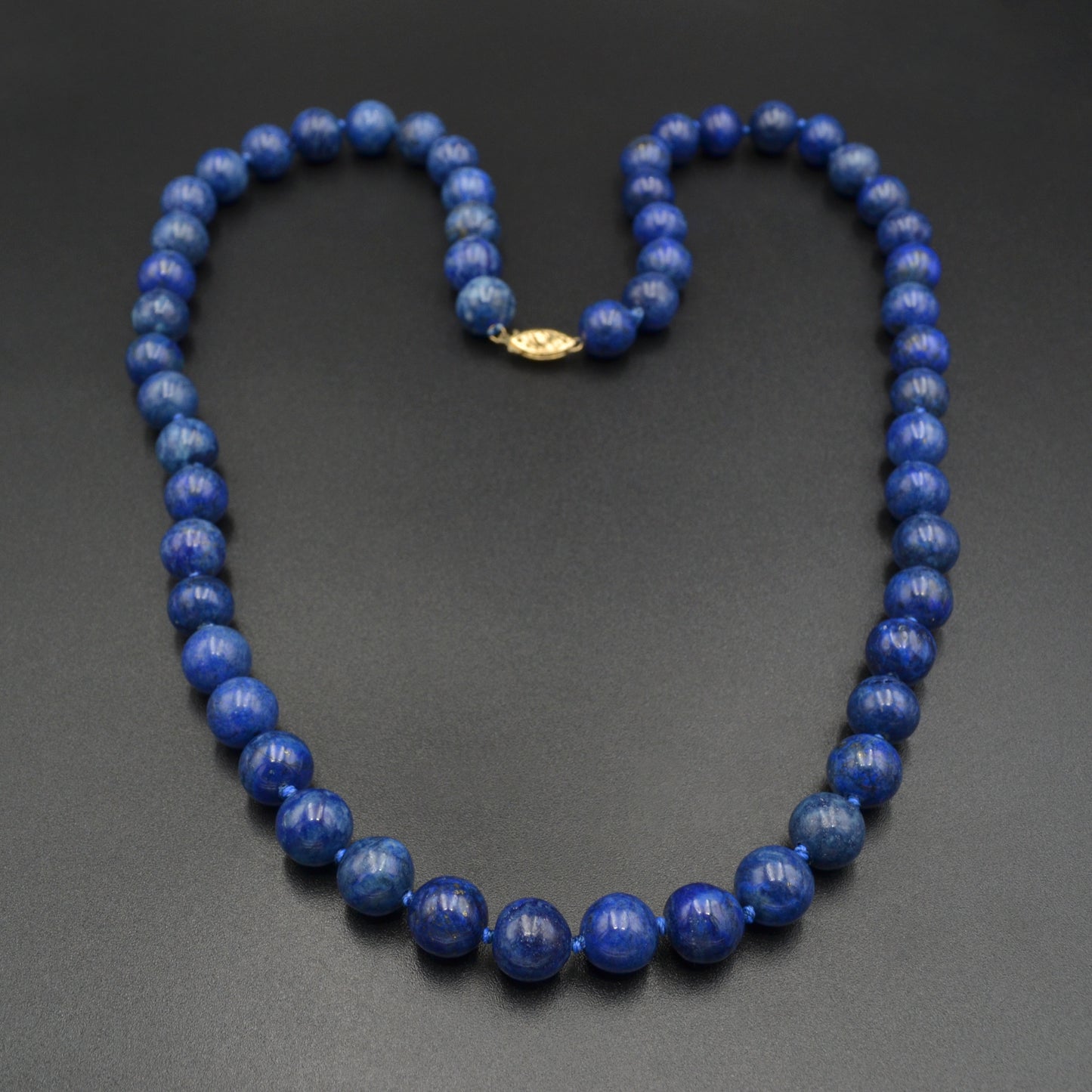 Vintage Lapis Lazuli and 14k Gold Beaded Necklace