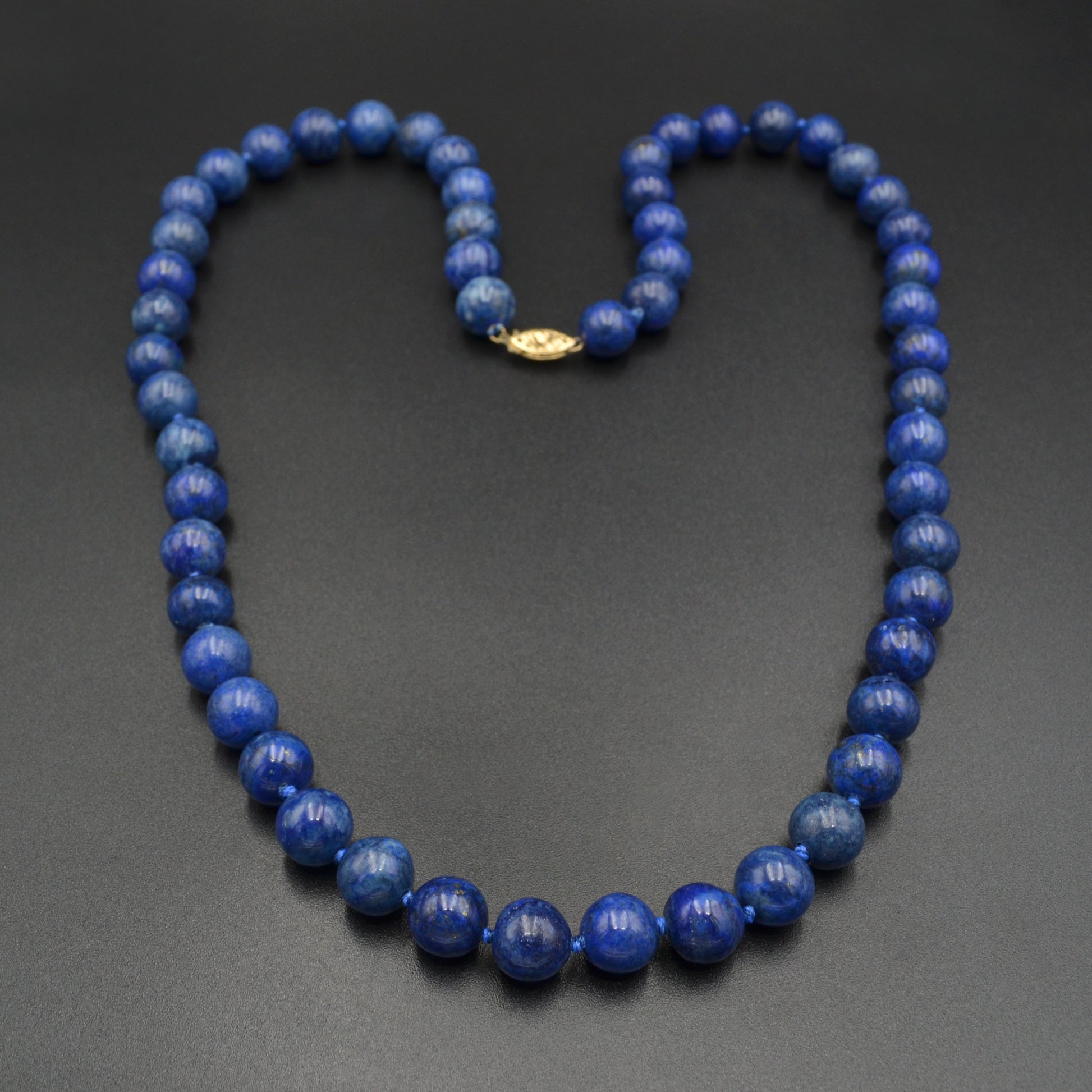 Vintage Lapis Lazuli and 14k Gold Beaded Necklace