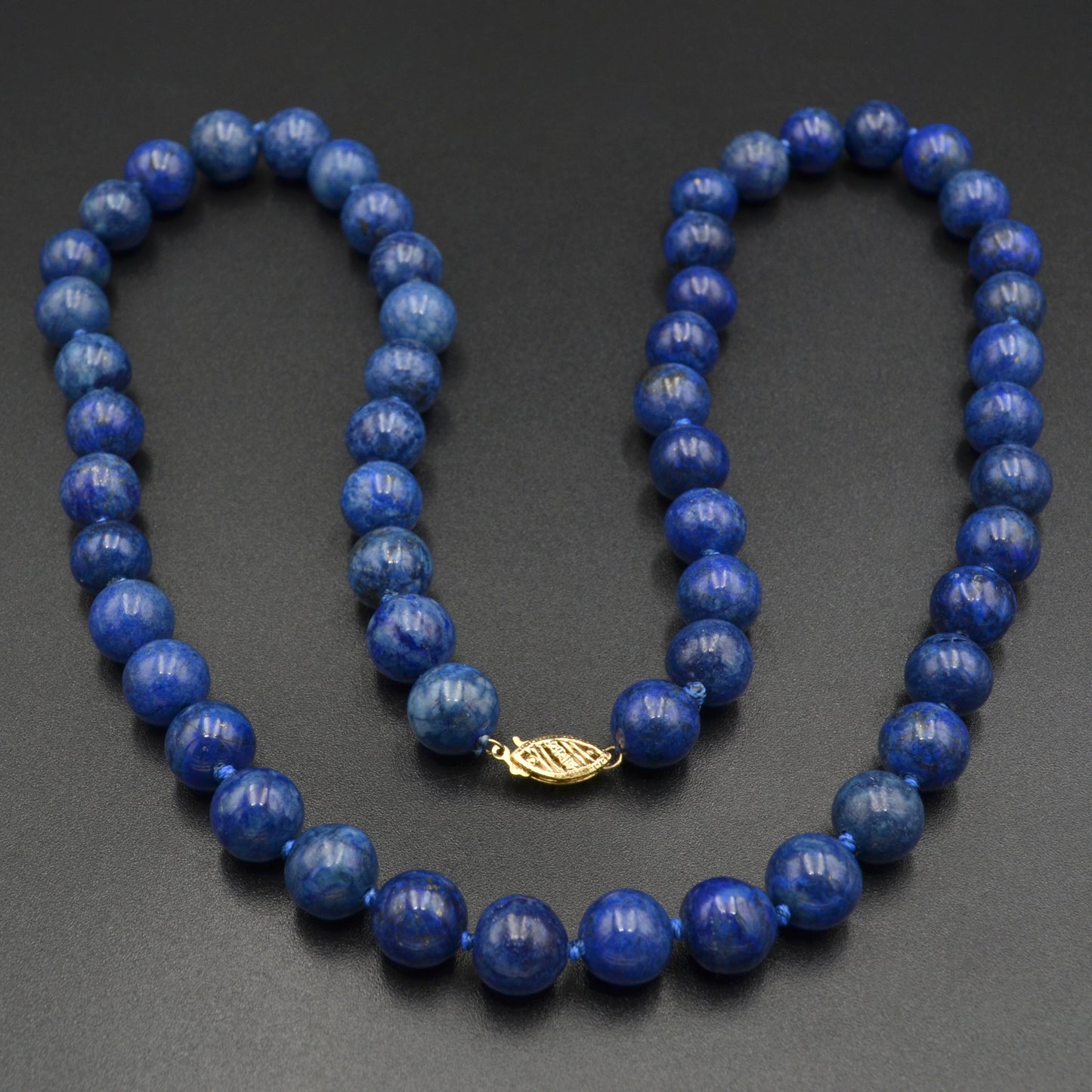 Vintage Lapis Lazuli and 14k Gold Beaded Necklace