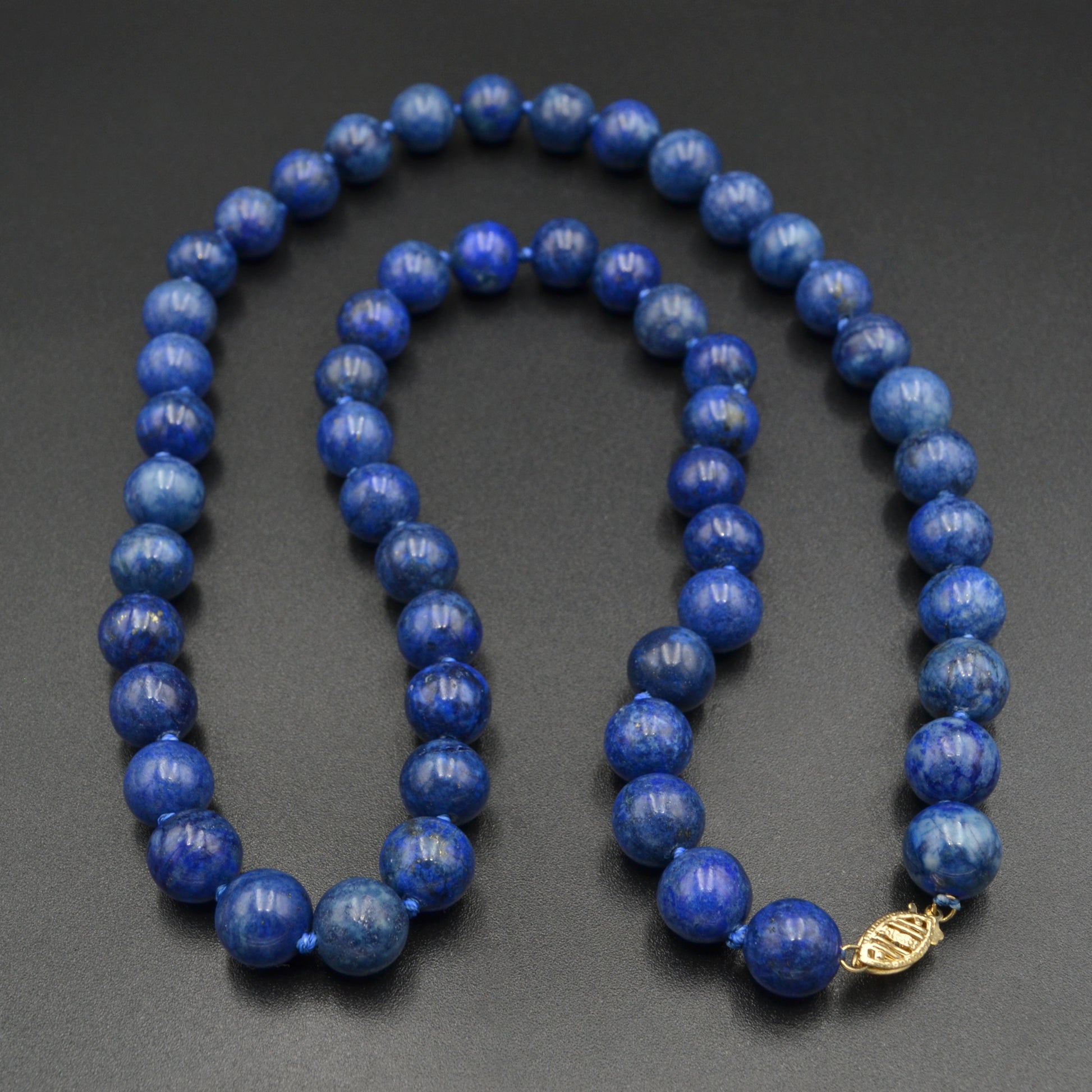 Vintage Lapis Lazuli and 14k Gold Beaded Necklace