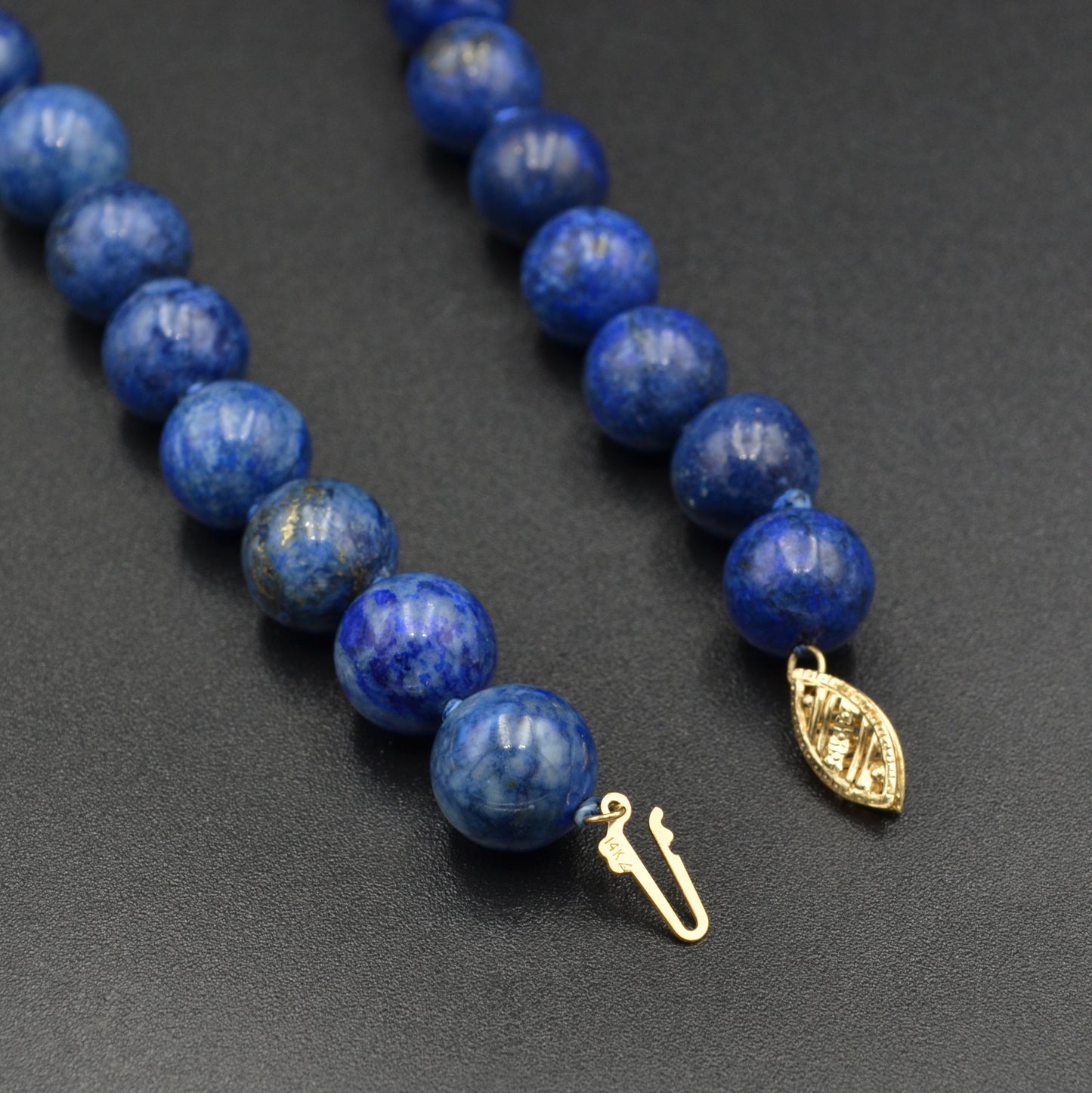 Vintage Lapis Lazuli and 14k Gold Beaded Necklace