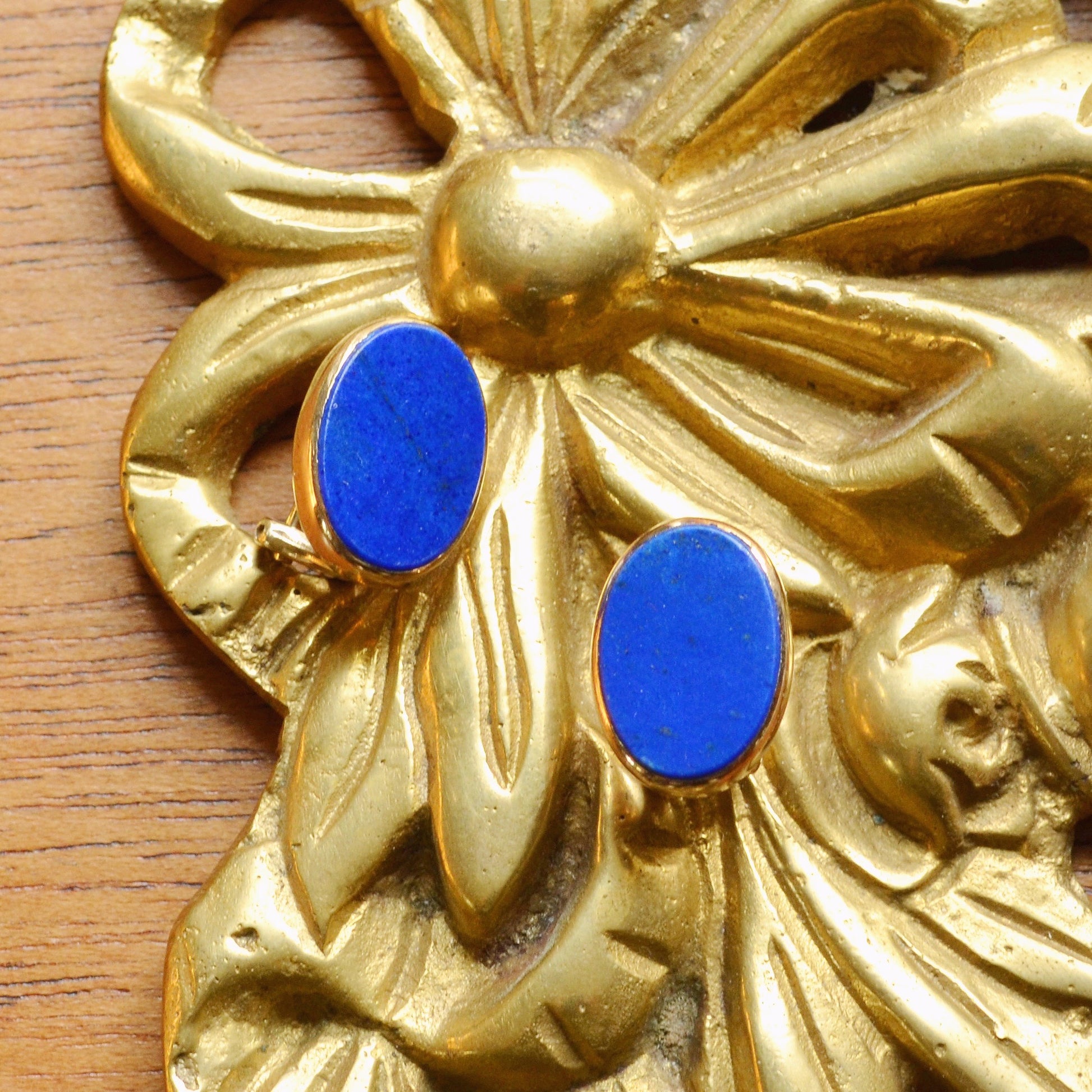 Vintage Lapis Lazuli and 14k Gold Earrings