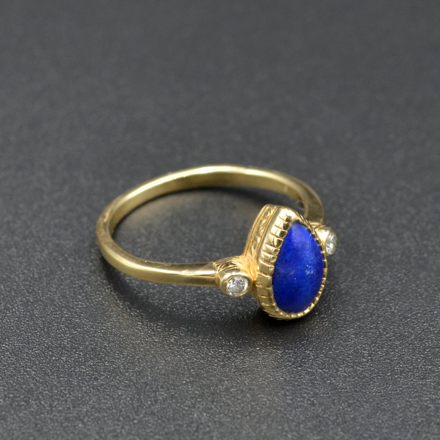 Vintage Lapis Lazuli, Diamond and 14k Gold Ring