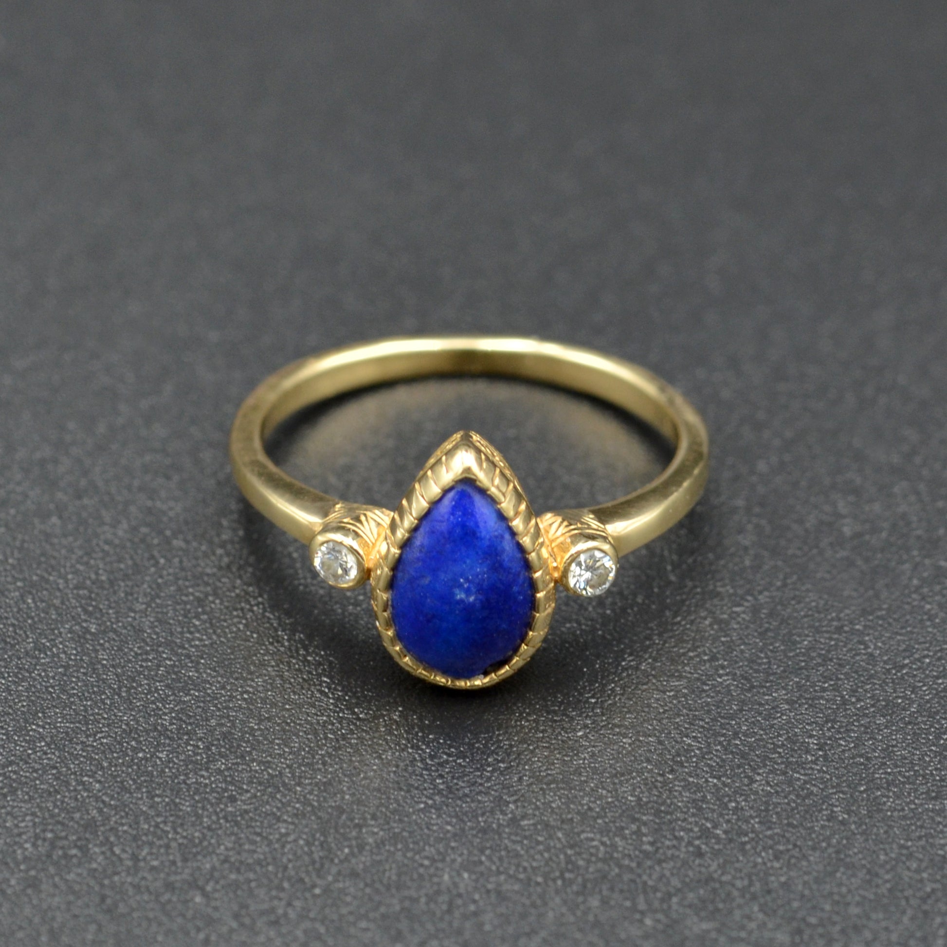 Vintage Lapis Lazuli, Diamond and 14k Gold Ring