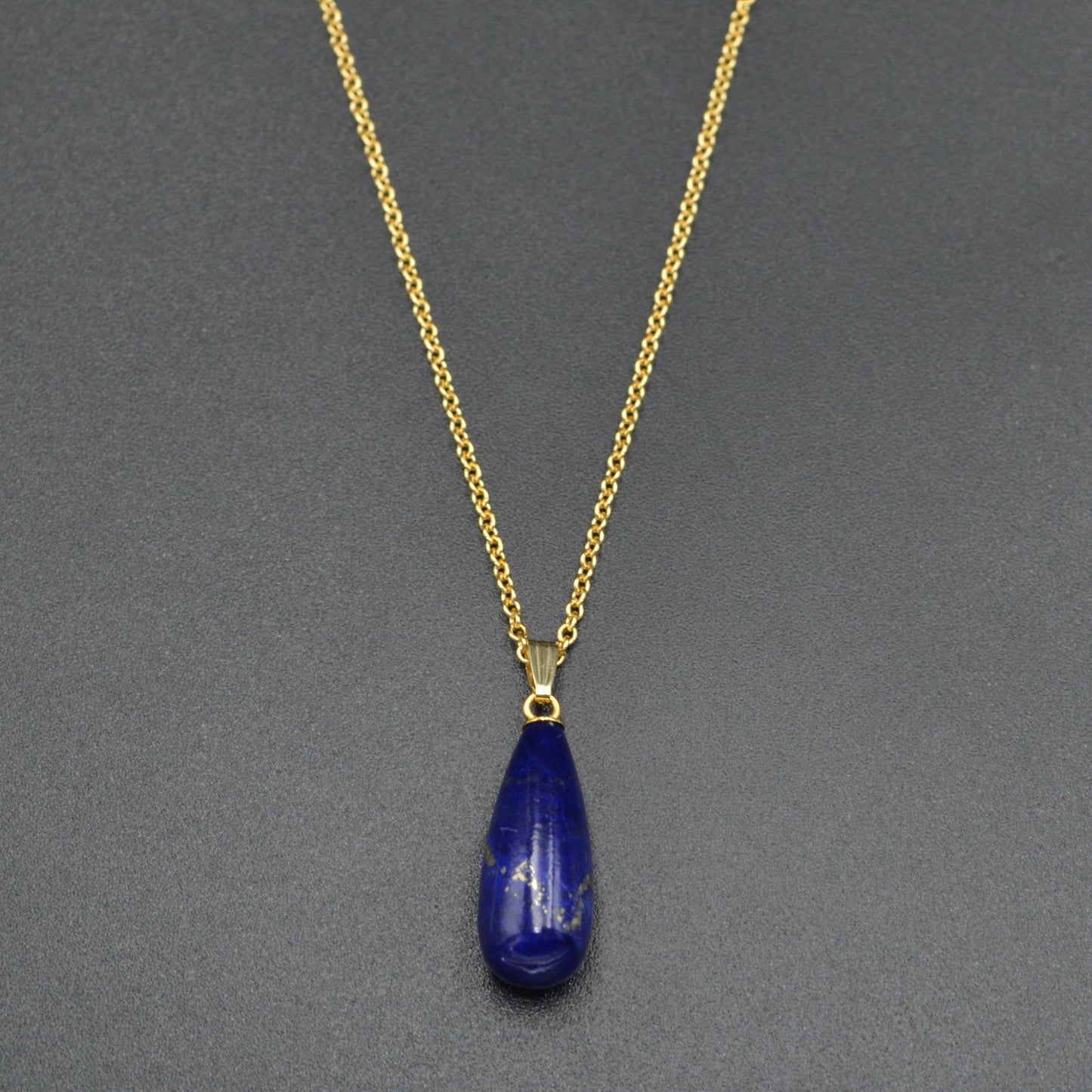 Vintage Lapis Lazuli and 14k Gold Drop Necklace