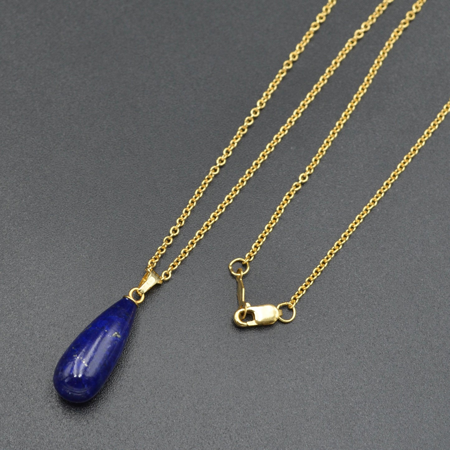 Vintage Lapis Lazuli and 14k Gold Drop Necklace