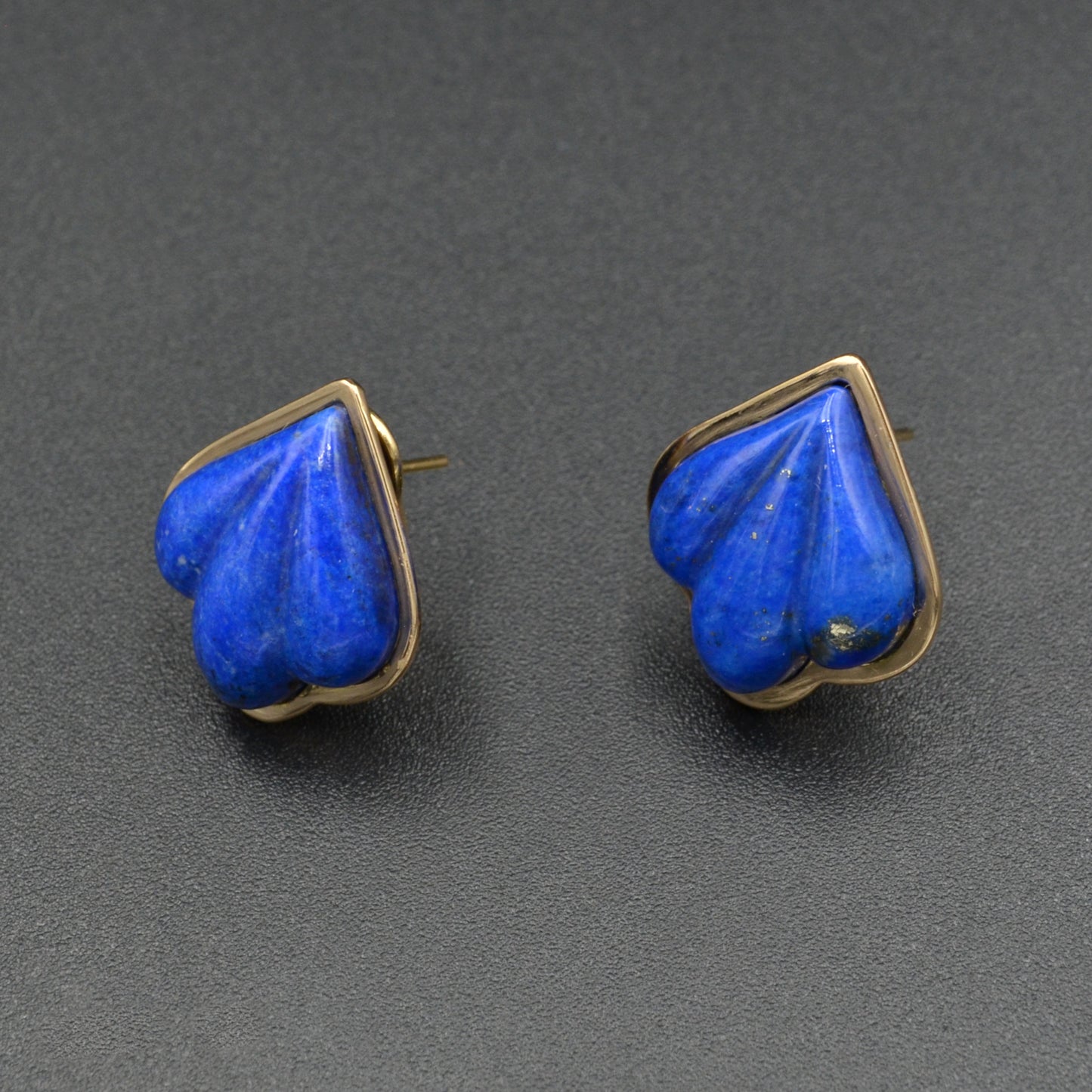 Vintage Lapis Lazuli and 14k Gold Omega Back Earrings