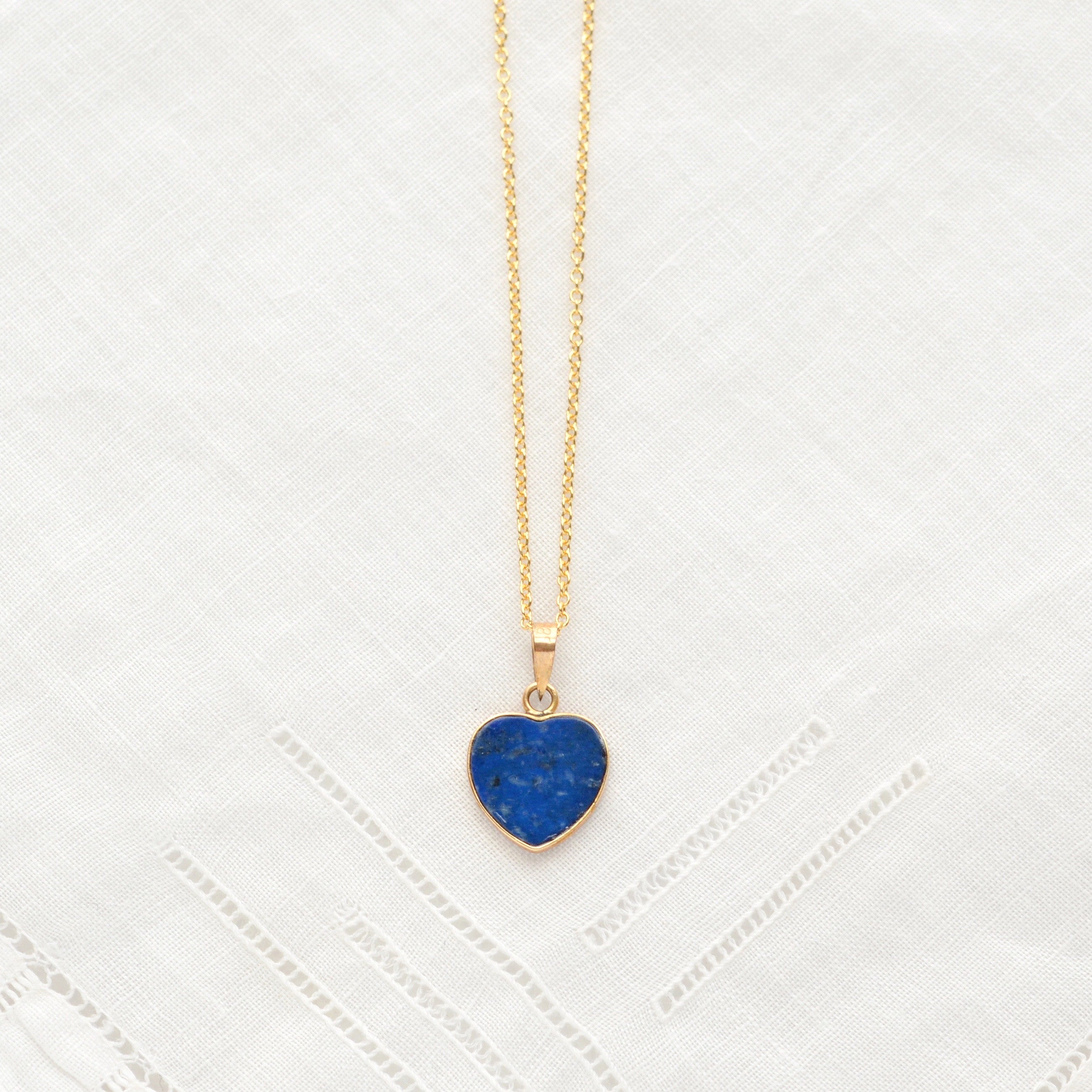 Valentines necklace, lapis stone necklace, Heart pendant, boho necklace, hammered necklace, goldfilled brass factory necklace - Love street N2046