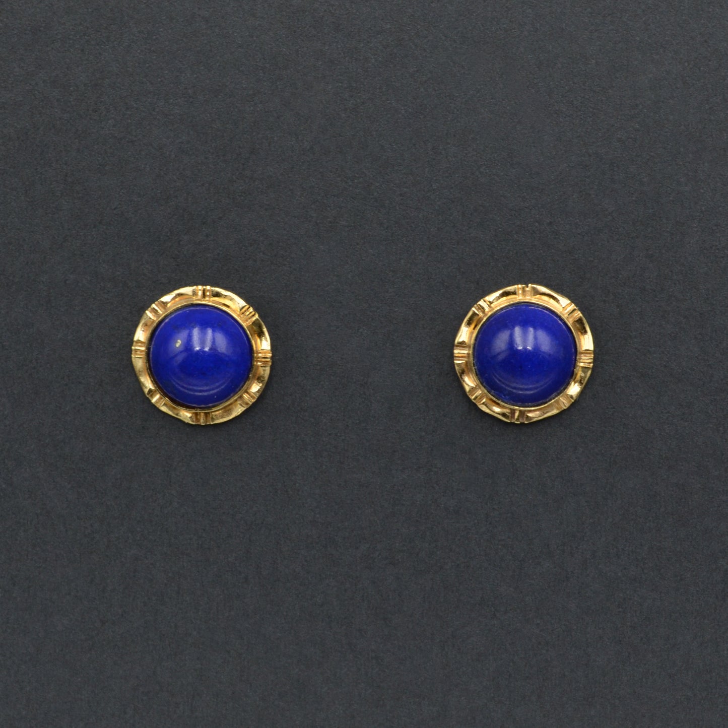 Vintage Lapis Lazuli And 14k Gold Post Earrings