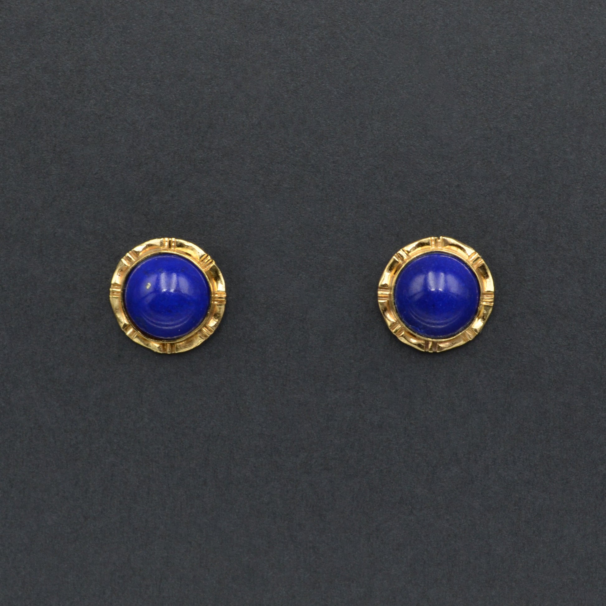 Vintage Lapis Lazuli And 14k Gold Post Earrings