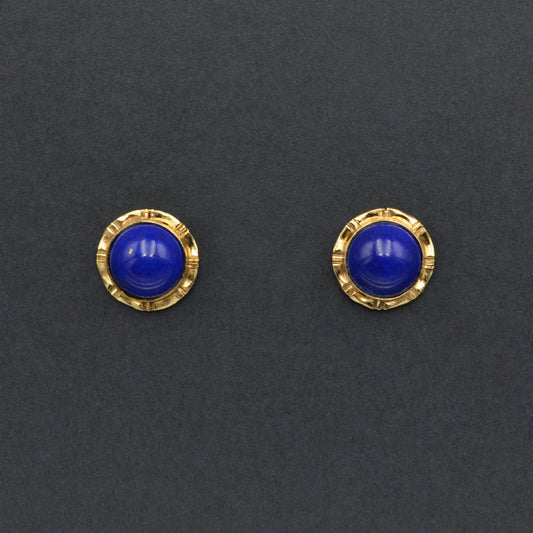 Vintage Lapis Lazuli And 14k Gold Post Earrings