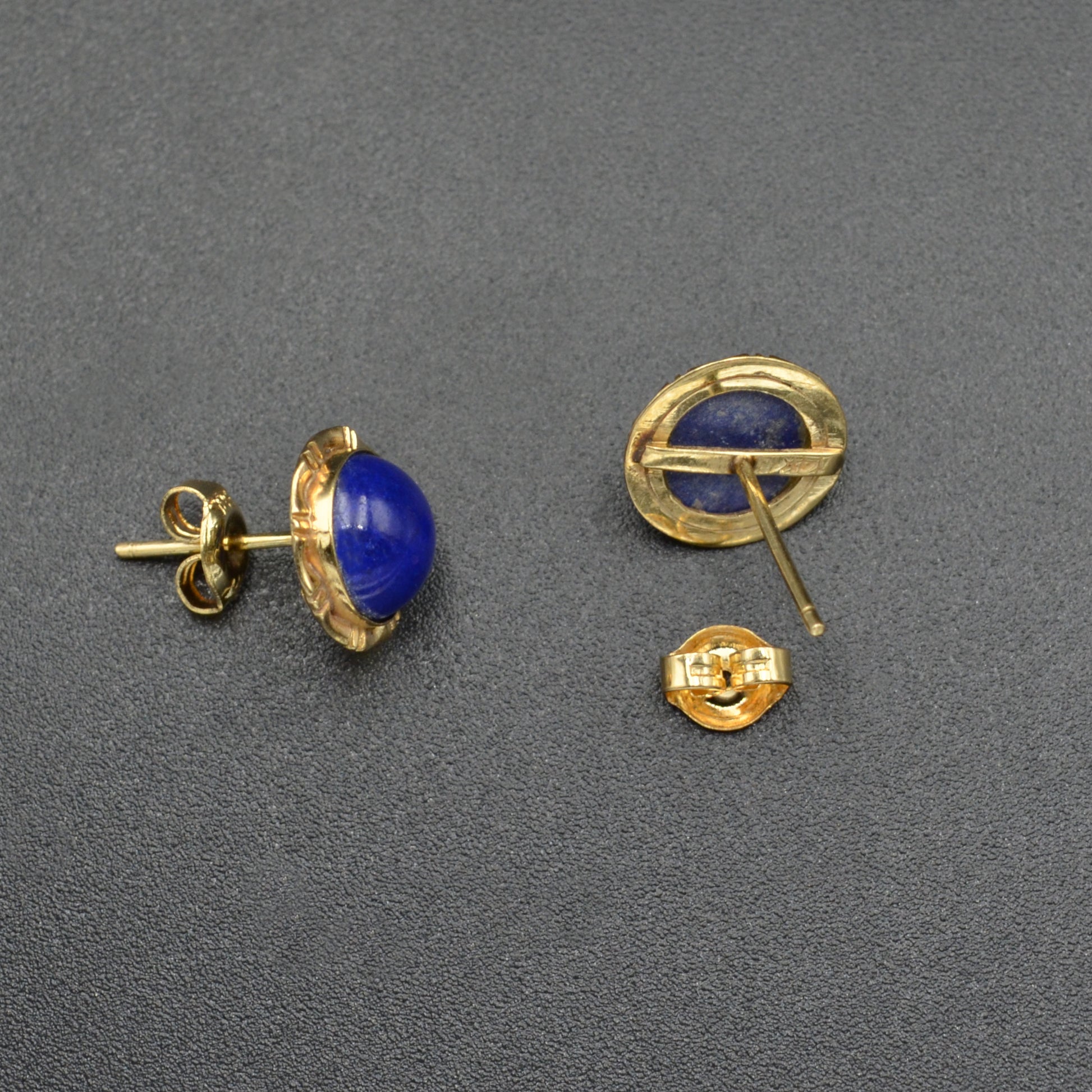 Vintage Lapis Lazuli And 14k Gold Post Earrings