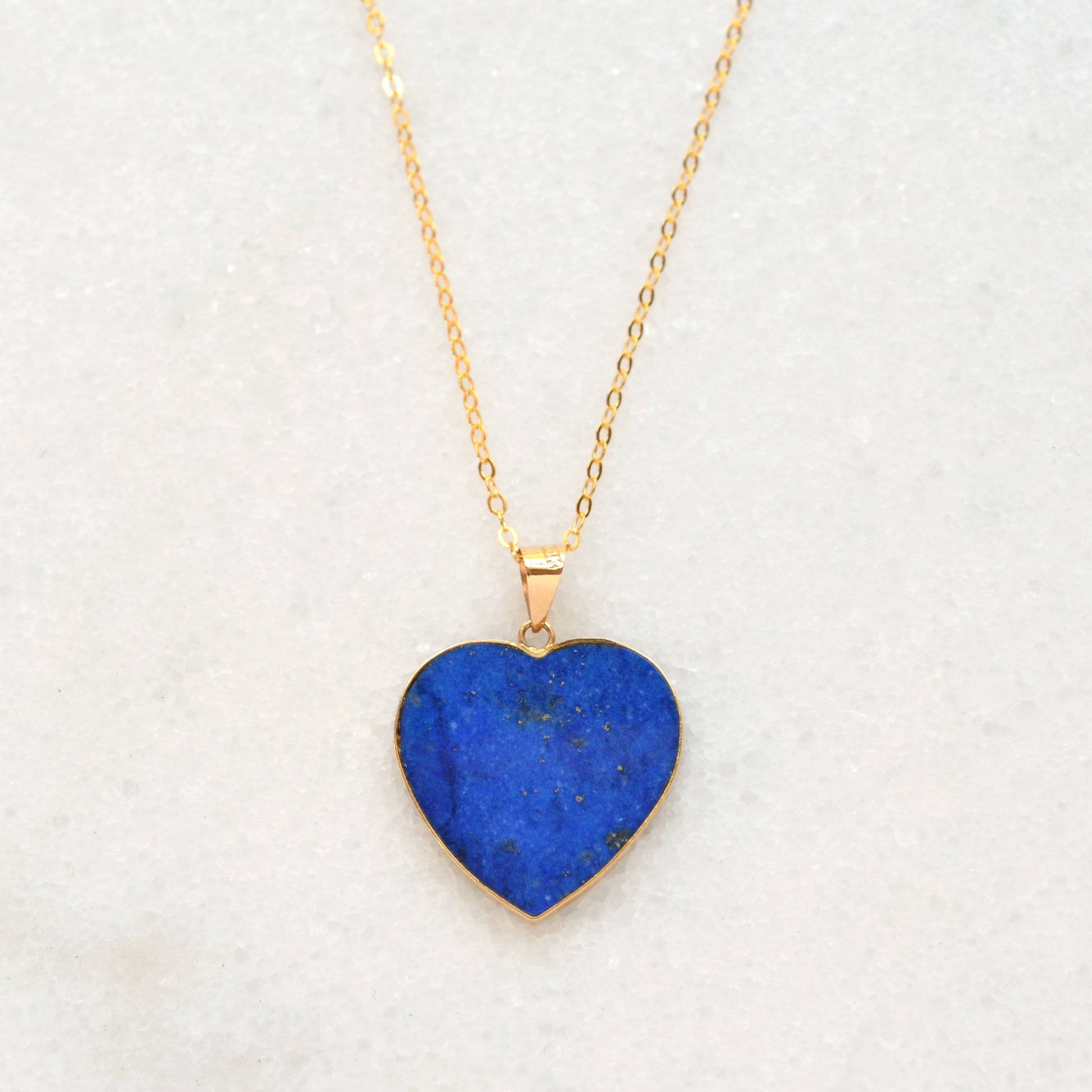 Vintage Lapis Lazuli and 14k Gold Heart Pendant Necklace I