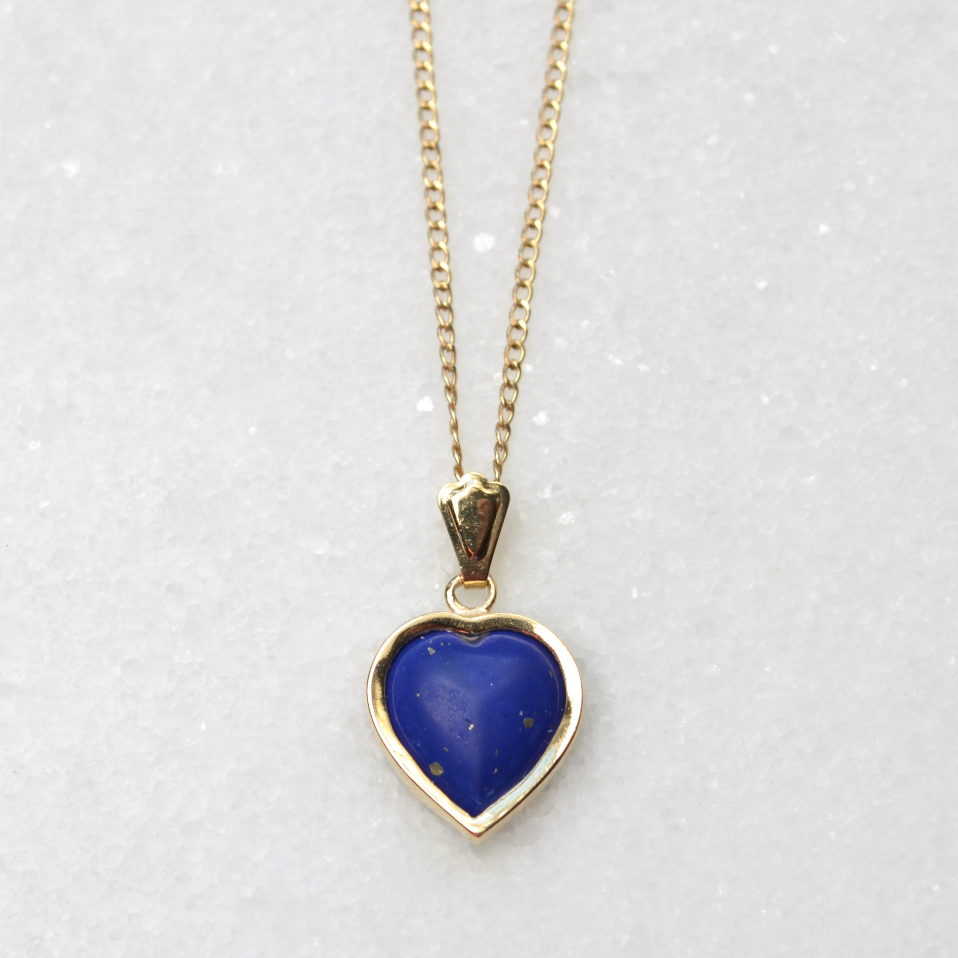 Vintage Lapis Lazuli and 14k Gold Heart Pendant Necklace II
