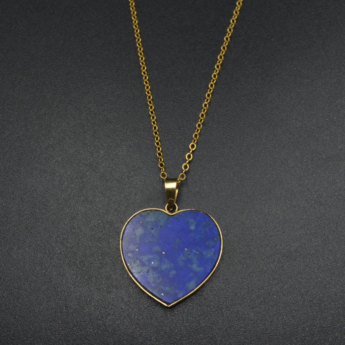 Vintage Lapis Lazuli and 14 Karat Gold Heart Necklace III