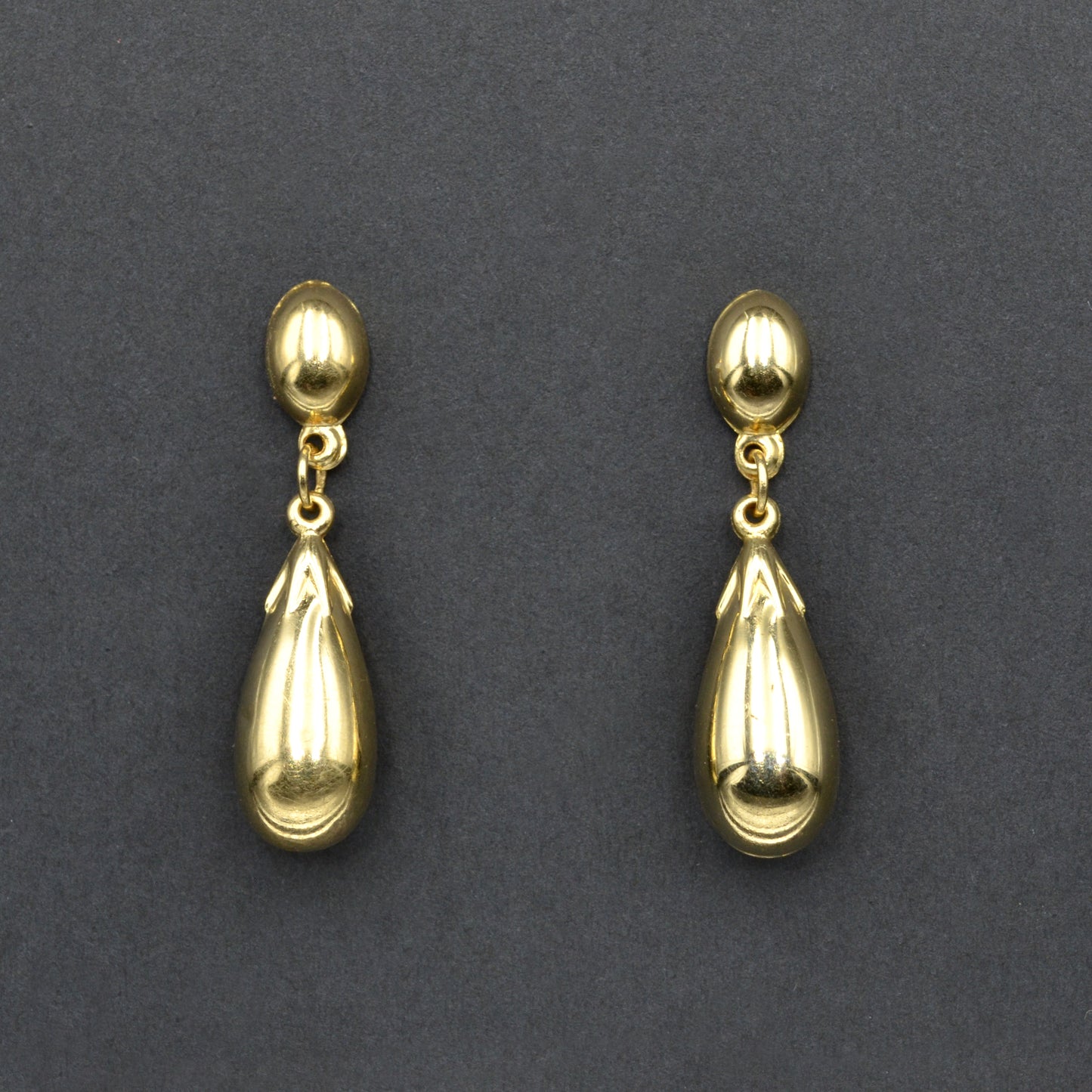 Vintage 14k Gold Teardrop Dangle Earrings