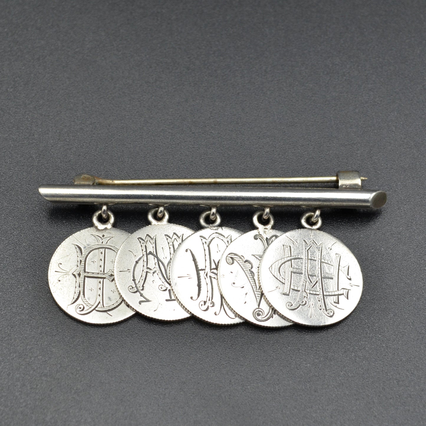 Antique Family Tree Victorian Silver Coin Love Token Brooch
