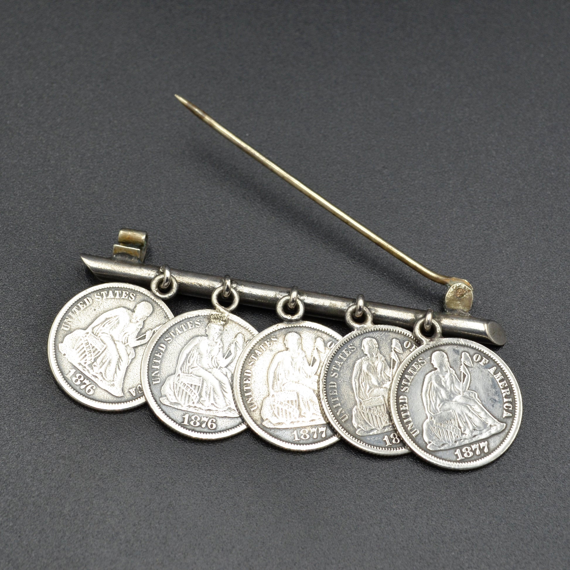 Antique Family Tree Victorian Silver Coin Love Token Brooch