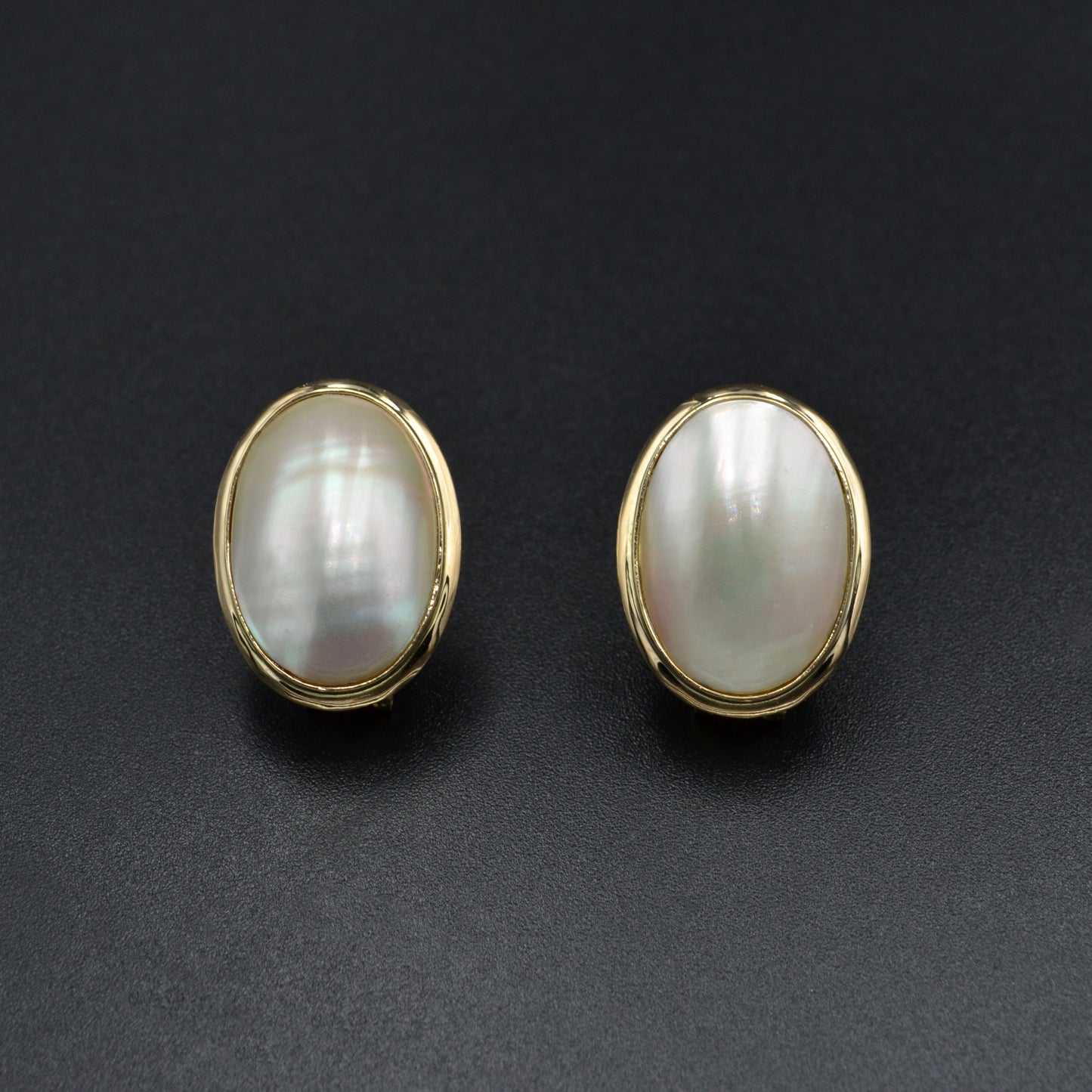 Vintage 14k Gold and Mabe Pearl Earrings