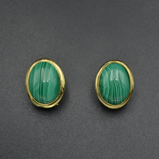 Gold and Malachite Earrings