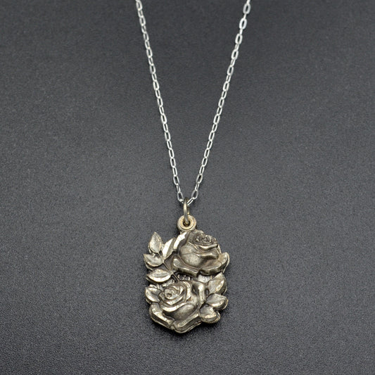 Silver Roses And Mary Necklace