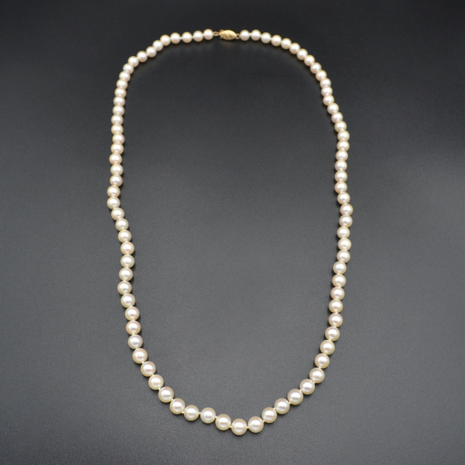 Vintage Matinee Length 14k Gold and Cultured Freshwater Pearl Necklace