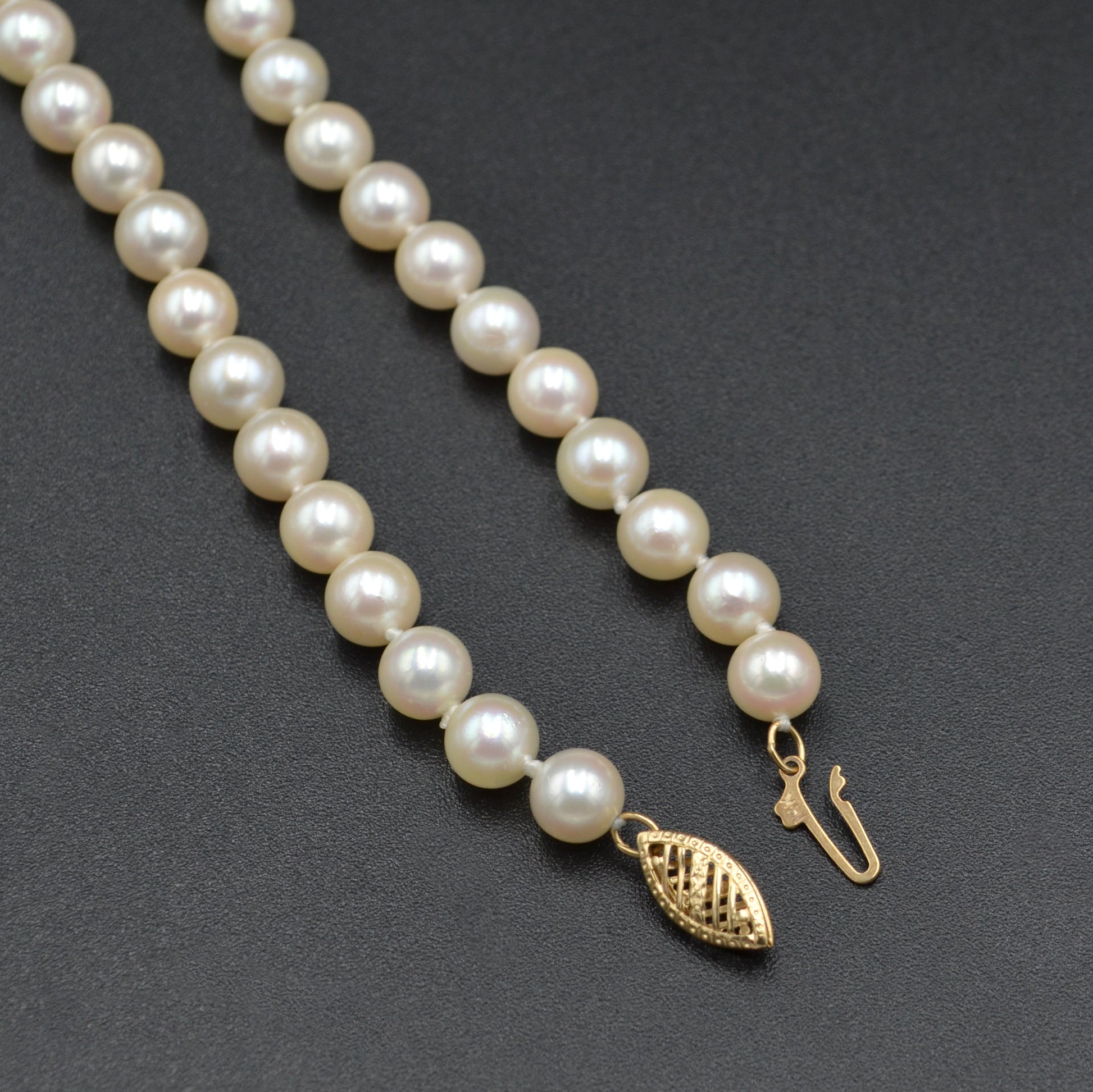 Vintage Matinee Length 14k Gold and Cultured Freshwater Pearl Necklace