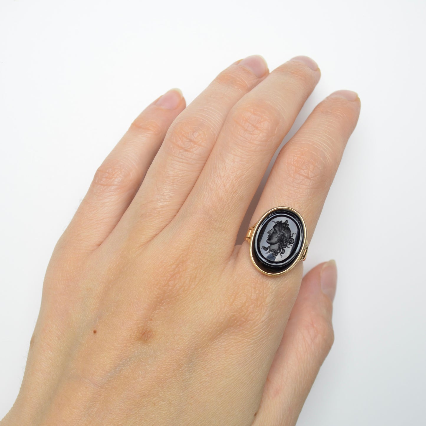 Onyx and Gold Intaglio Ring