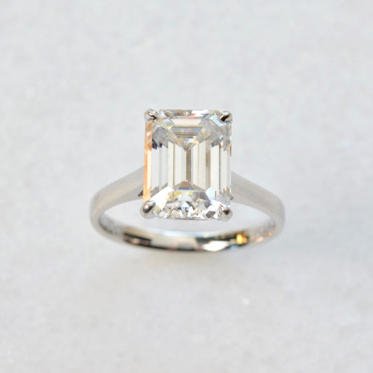 Moissanite and 10k White Gold Ring