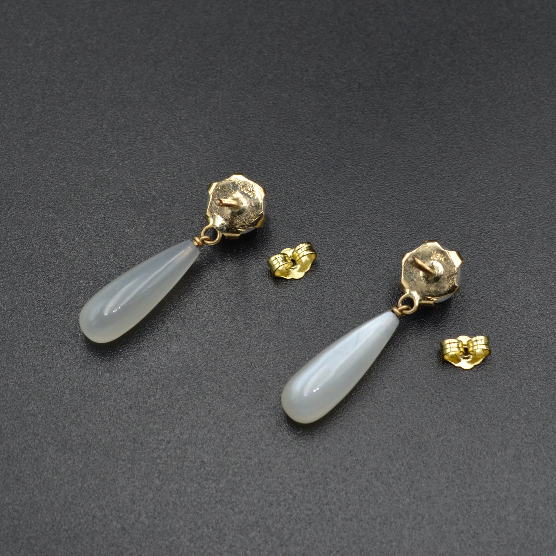 Vintage Moonstone and 10k Gold Drop Earrings