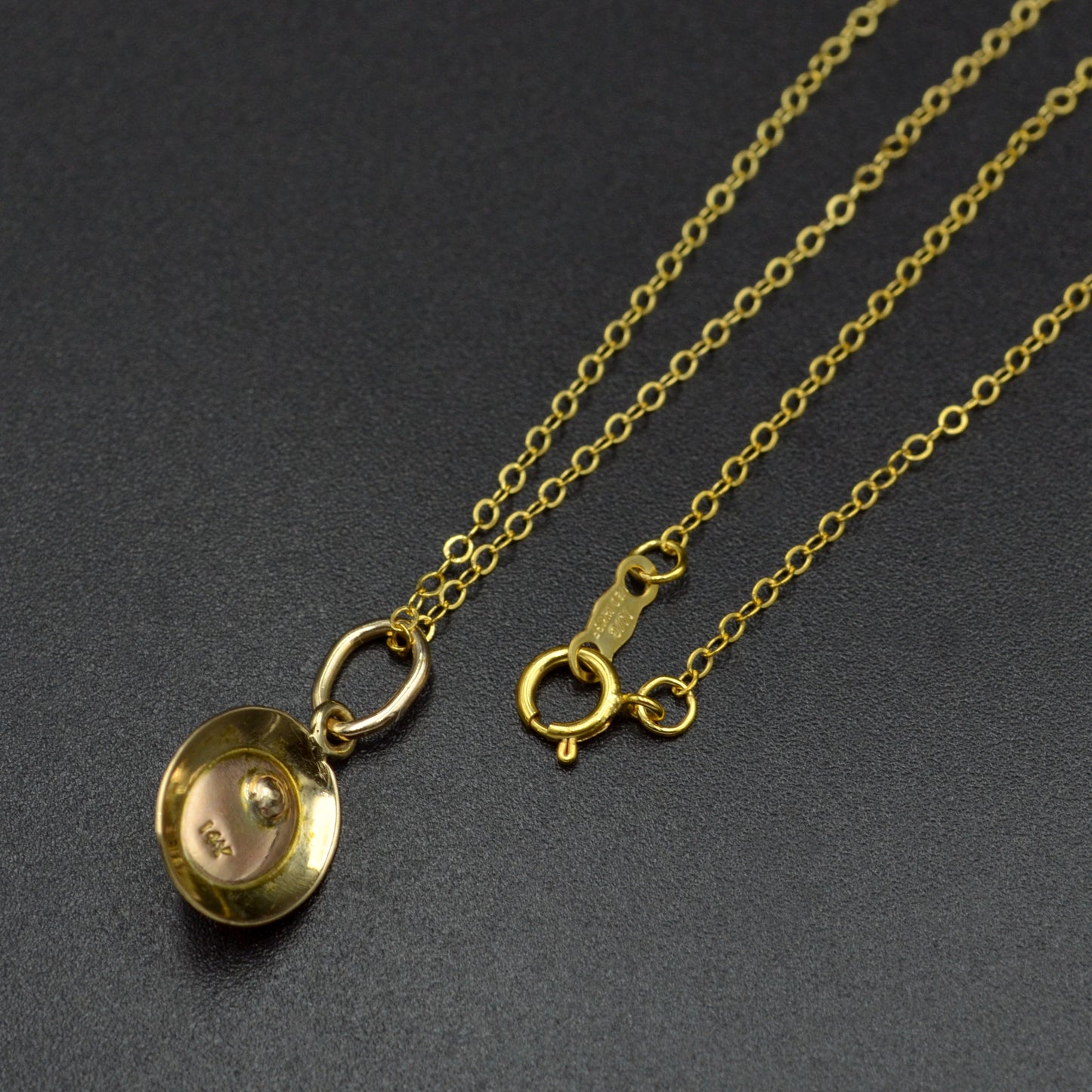 Antique Moonstone and 14k Gold Pendant Necklace