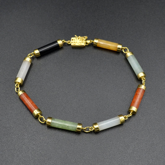 Vintage 14k Gold and Jade Link Bracelet