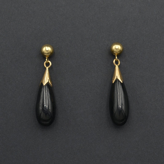 Onyx and Gold Drop Earrings