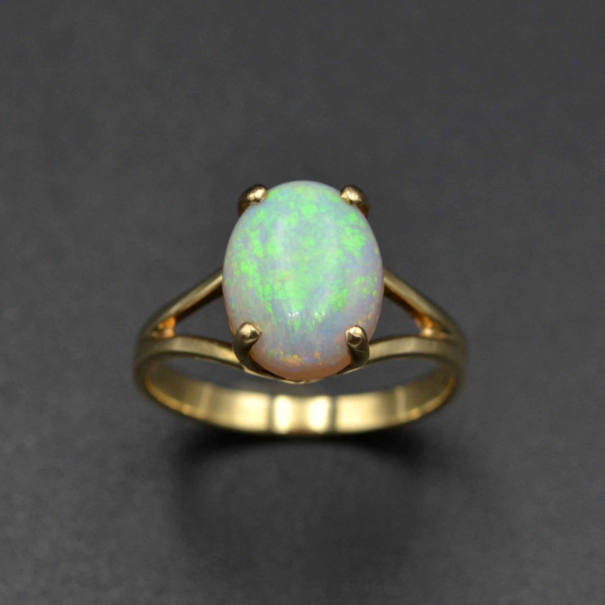 Vintage White Opal and 14k Gold Solitaire Ring