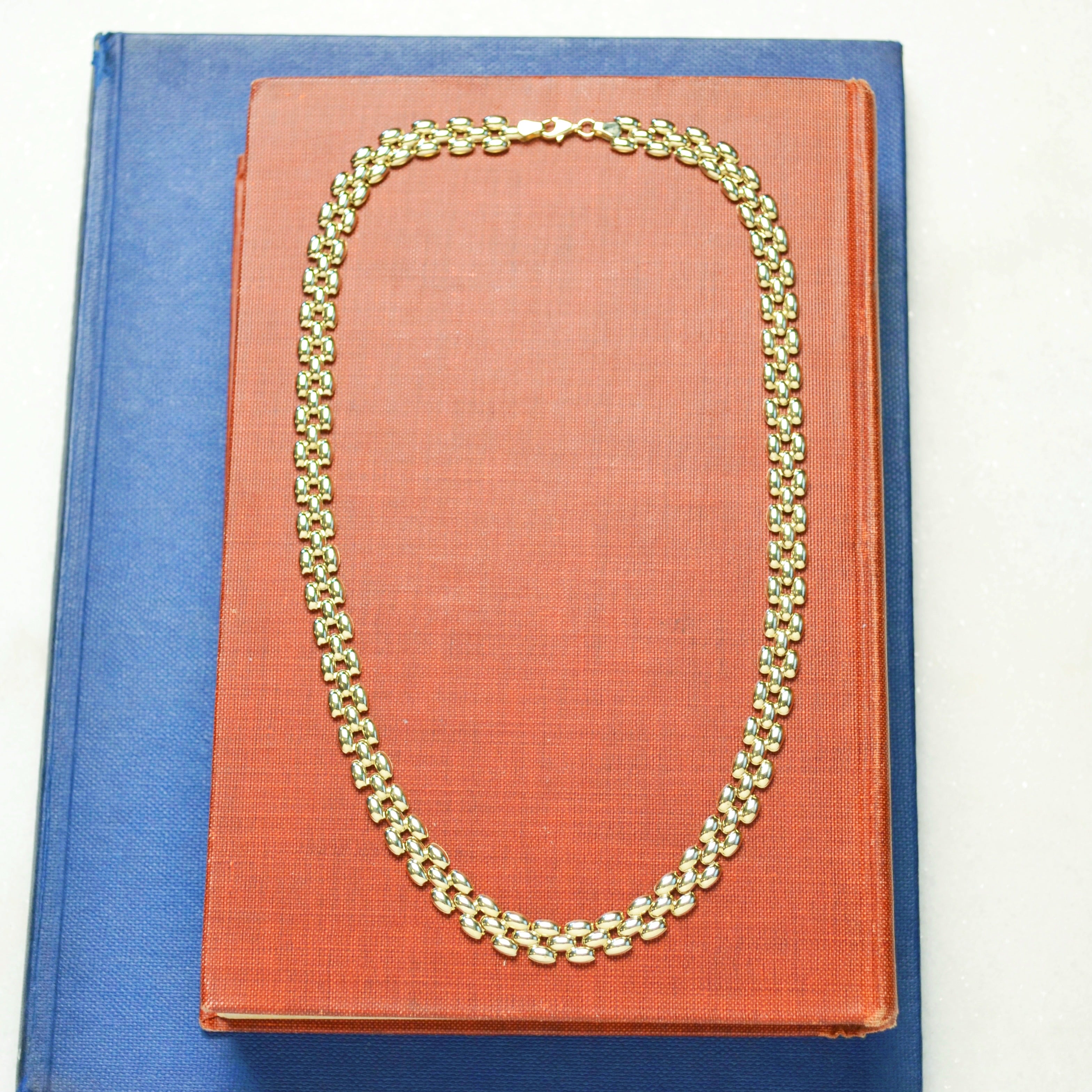 Vintage 9K Gold Woven Panther Link Collar Necklace - Ruby Lane