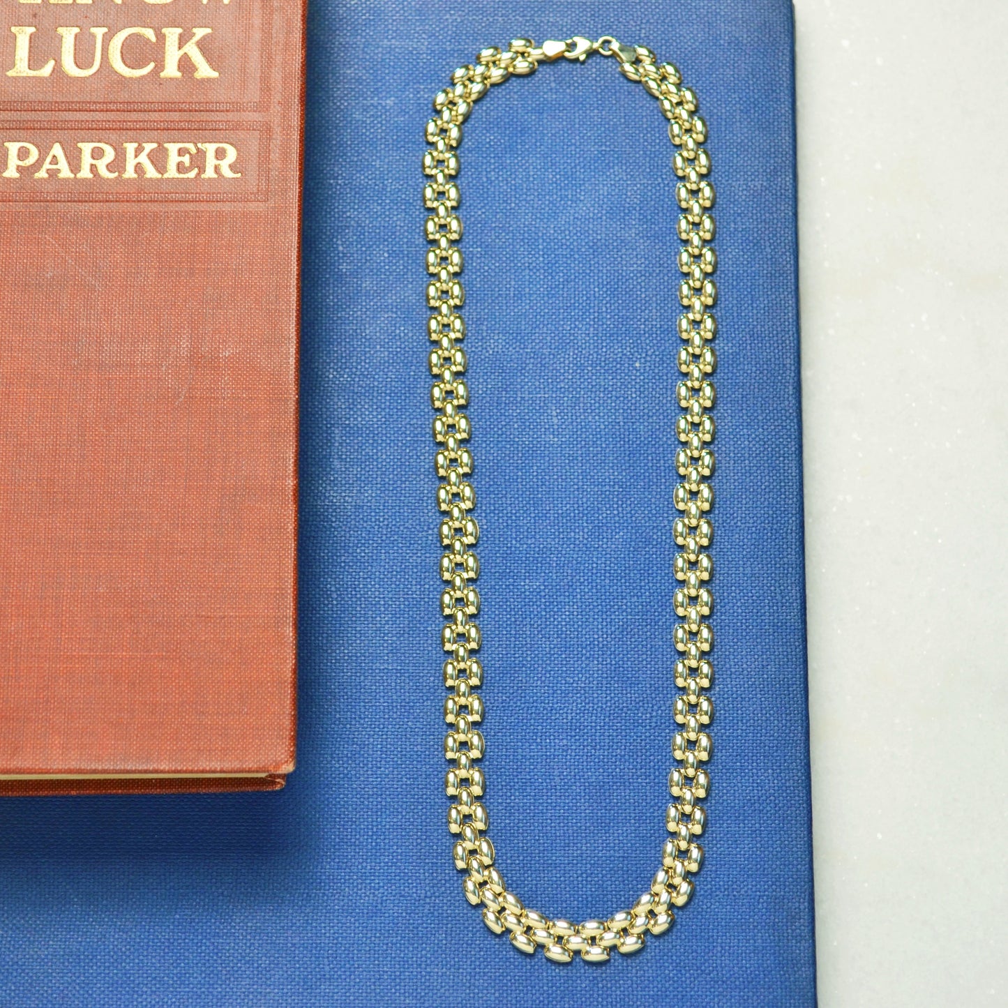 Vintage 10k Gold Panther Link Chain Necklace