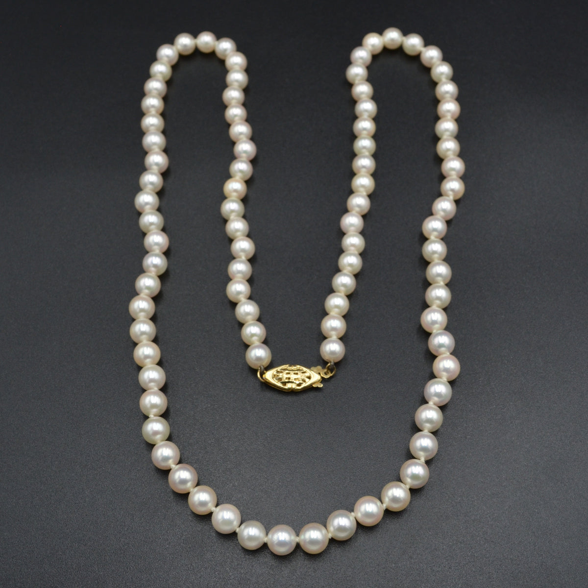 Vintage Cultured Pearl and 14 Karat Gold Necklace