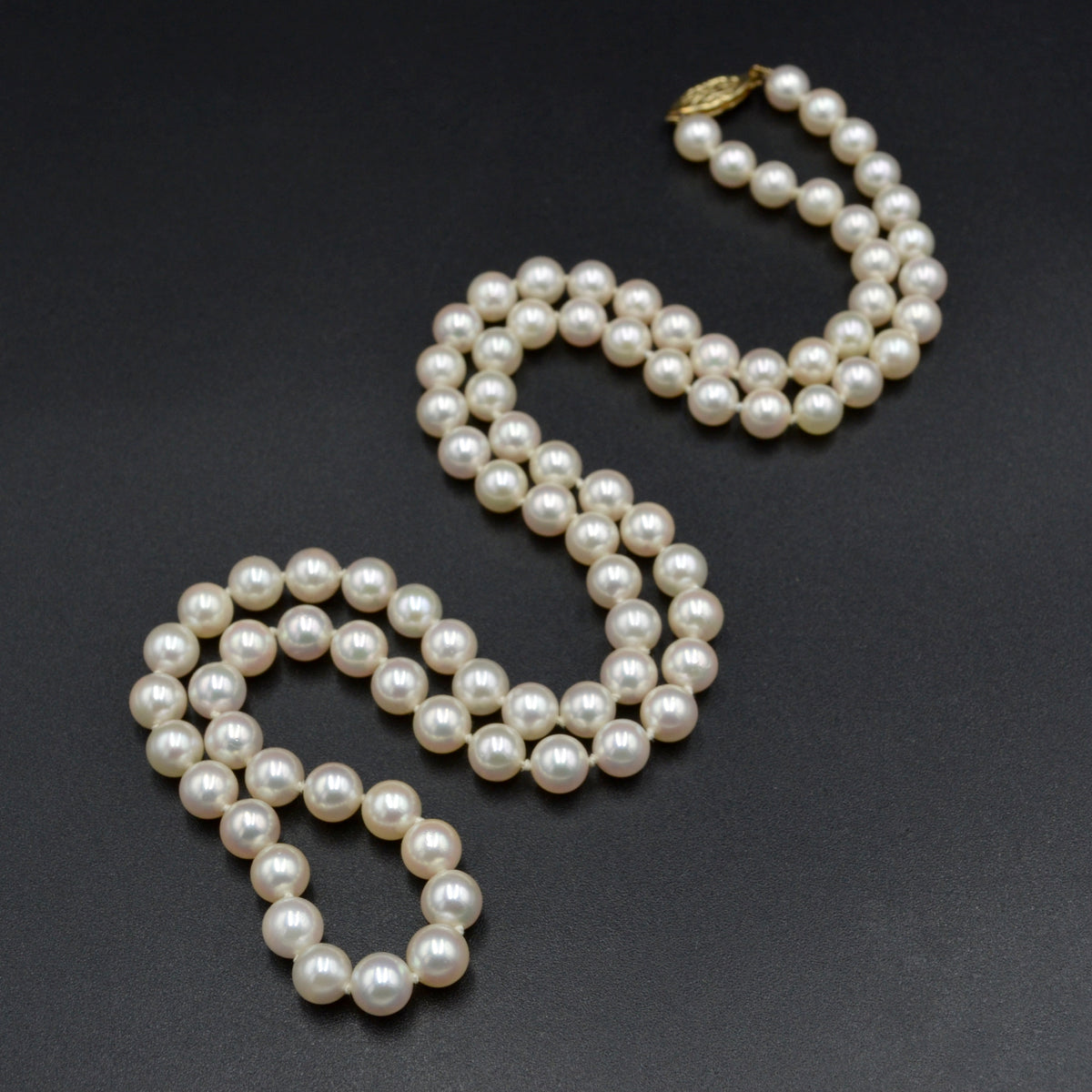 Vintage Cultured Pearl and 14 Karat Gold Necklace