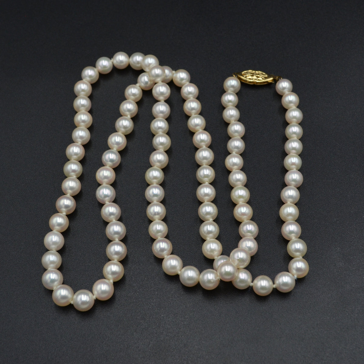 Vintage Cultured Pearl and 14 Karat Gold Necklace