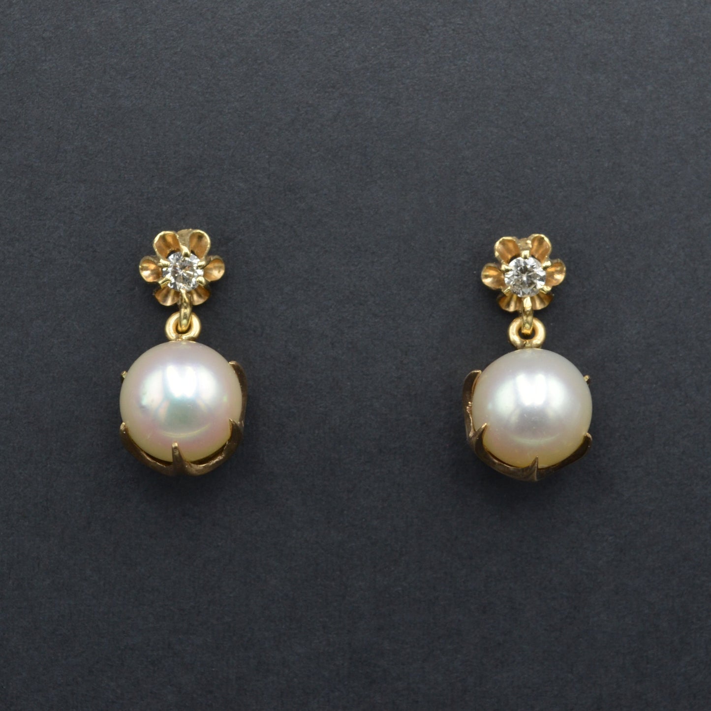 Pearl and Diamond Earrings in 14 Karat Gold