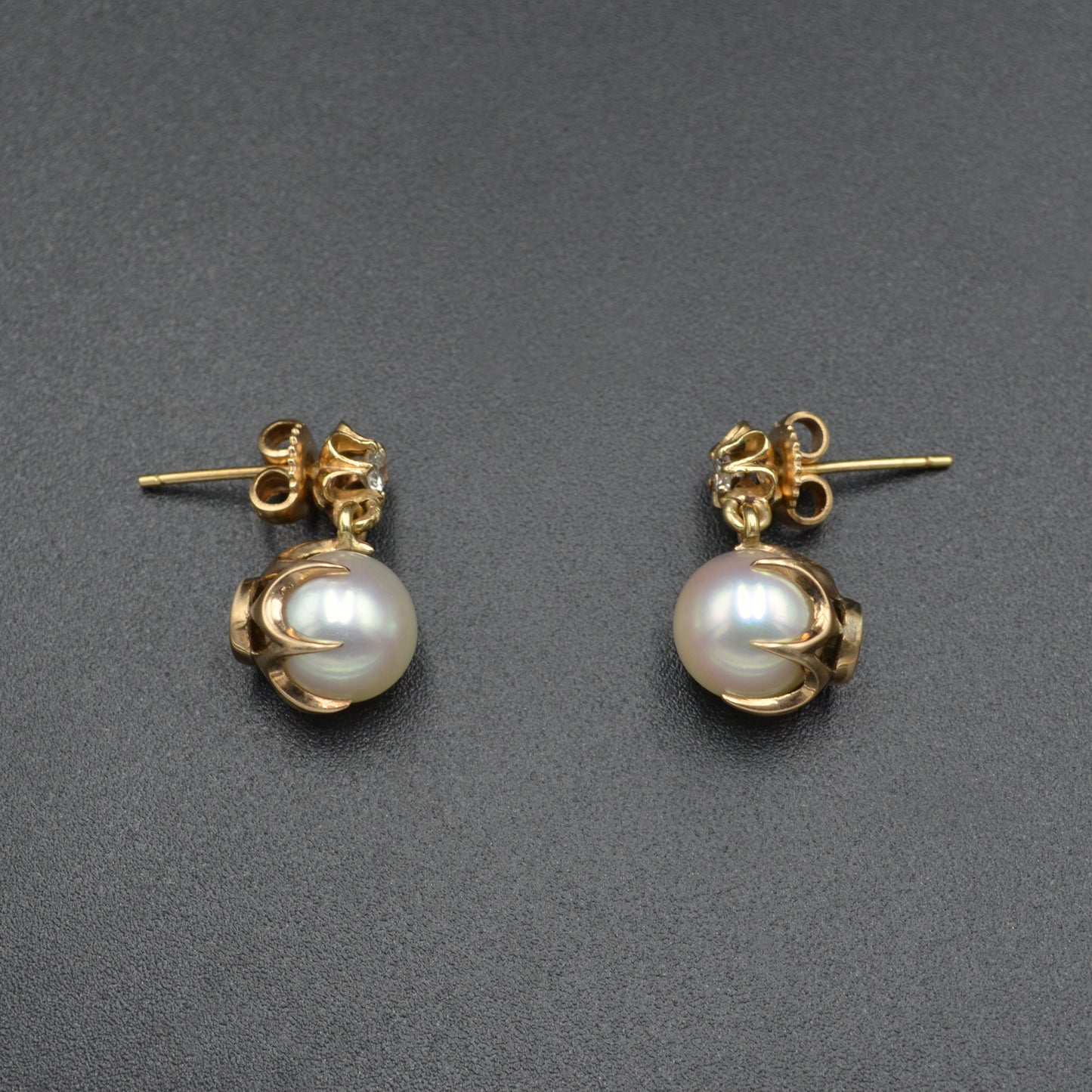 Pearl and Diamond Earrings in 14 Karat Gold