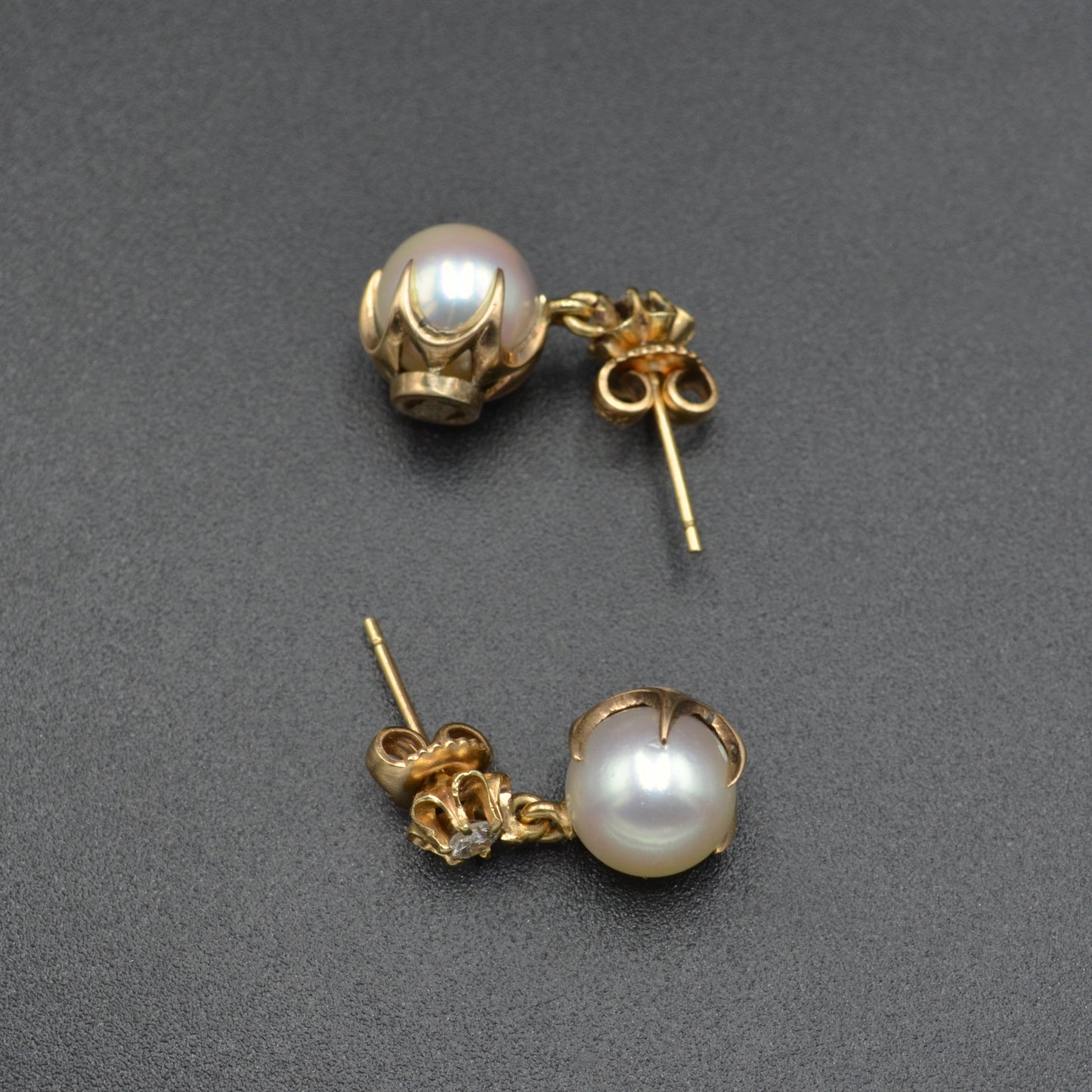 Pearl and Diamond Earrings in 14 Karat Gold