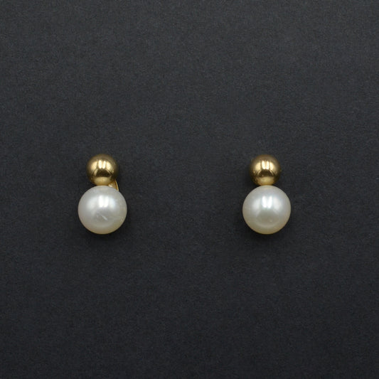 14k Gold and Pearl Post Earrings