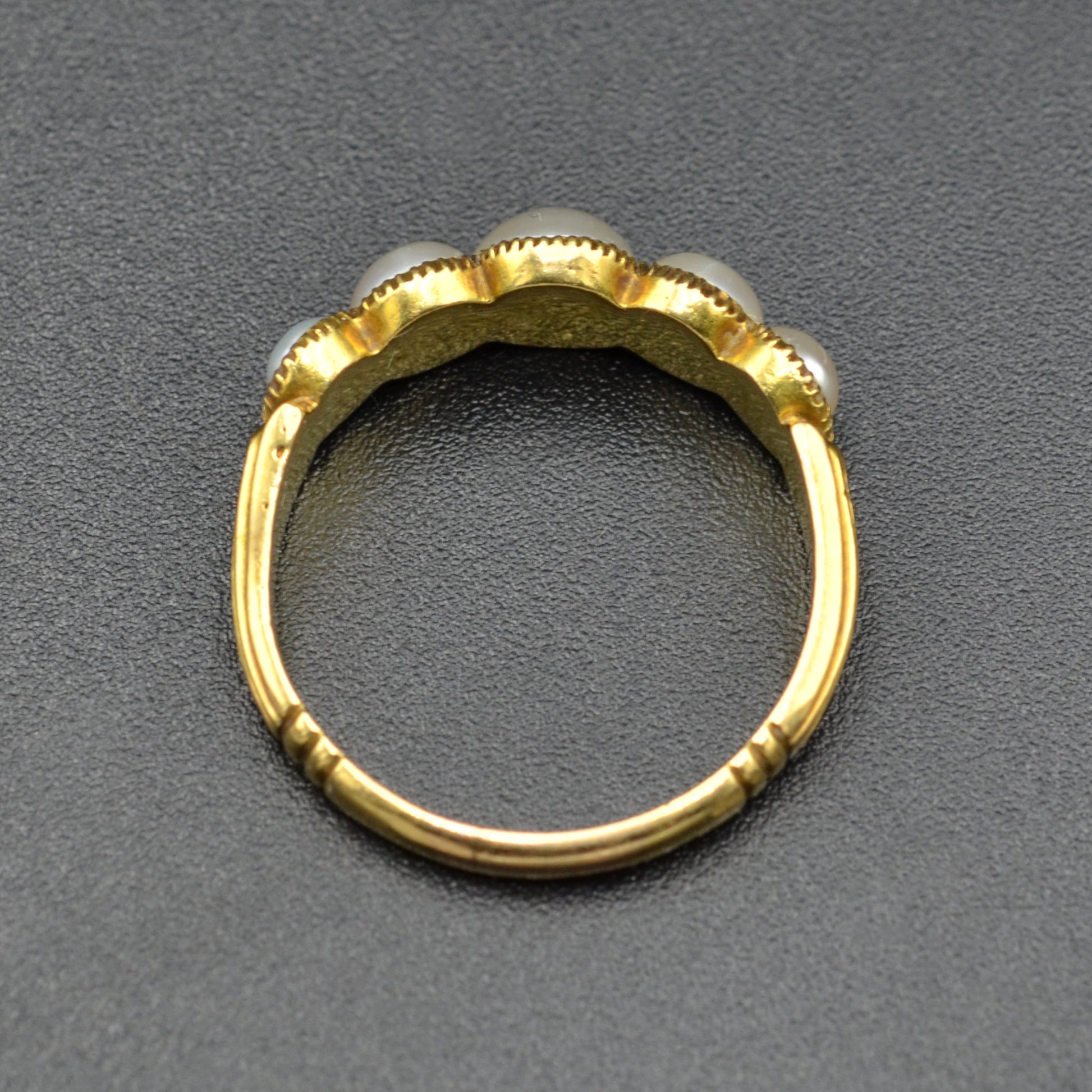 Antique Natural Pearl Half Hoop and 15k Gold Ring