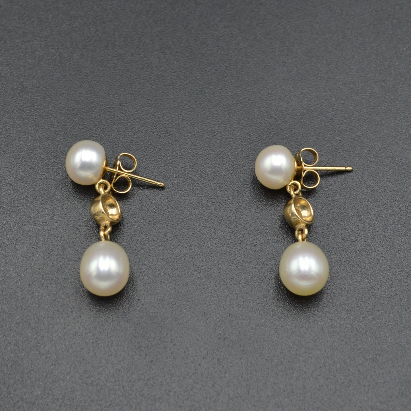 Vintage Pearl, Diamond and Yellow Gold Drop Earrings