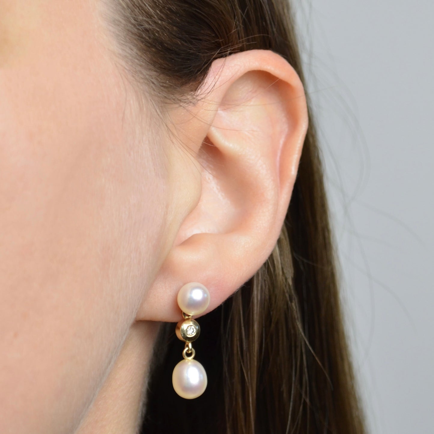 Pearl and Diamond Drop Earrings