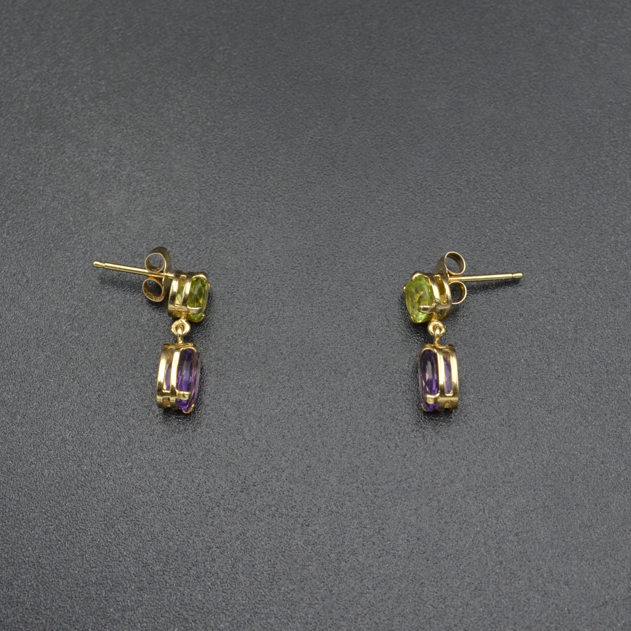 14K Gold Peridot sheppards newest hook Earrings-UNIQUE-VINTAGE.