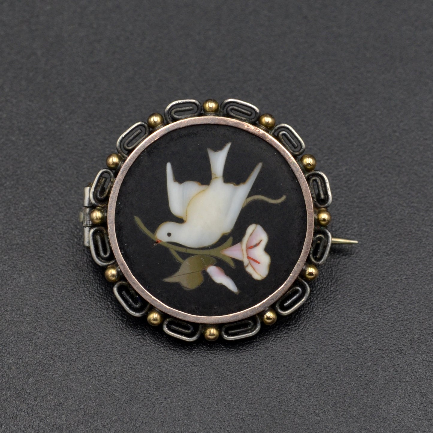 Pietra Dura Dove Brooch